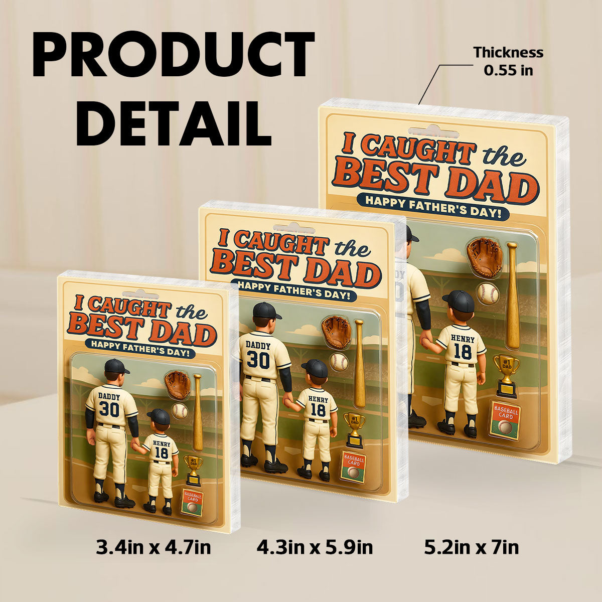 We Caught the Best Dad, Grandpa Baseball Custom Figure - Personalized Acrylic Block Plaque - Gift For Dad, Gift For Husband, Gift For Grandpa