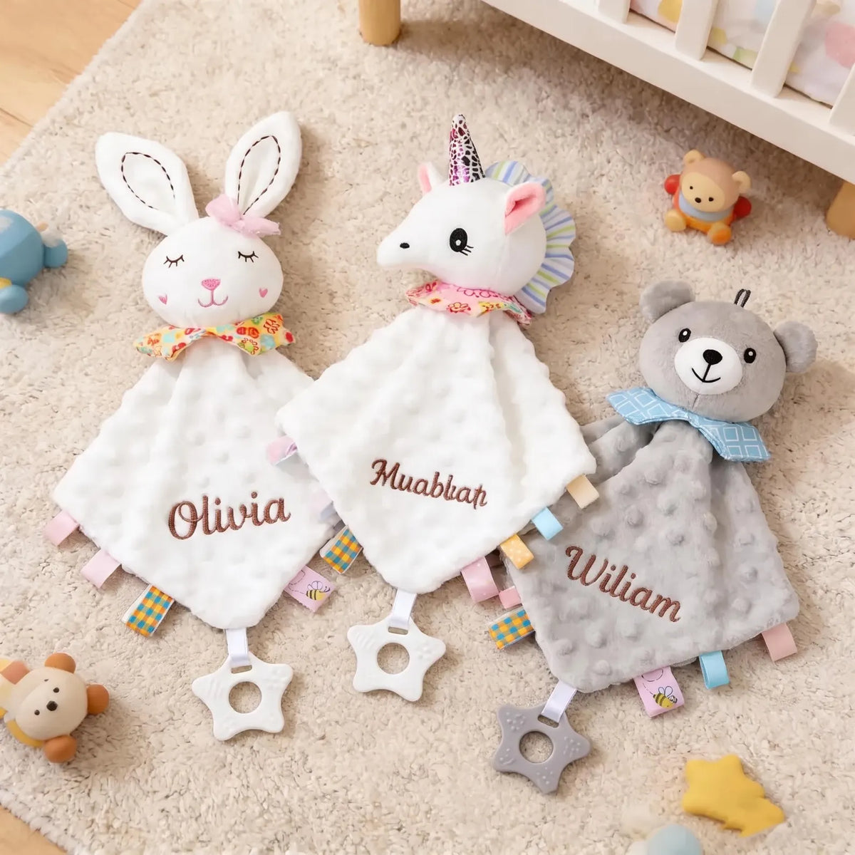 Personalized Baby Animal Comforter with Name