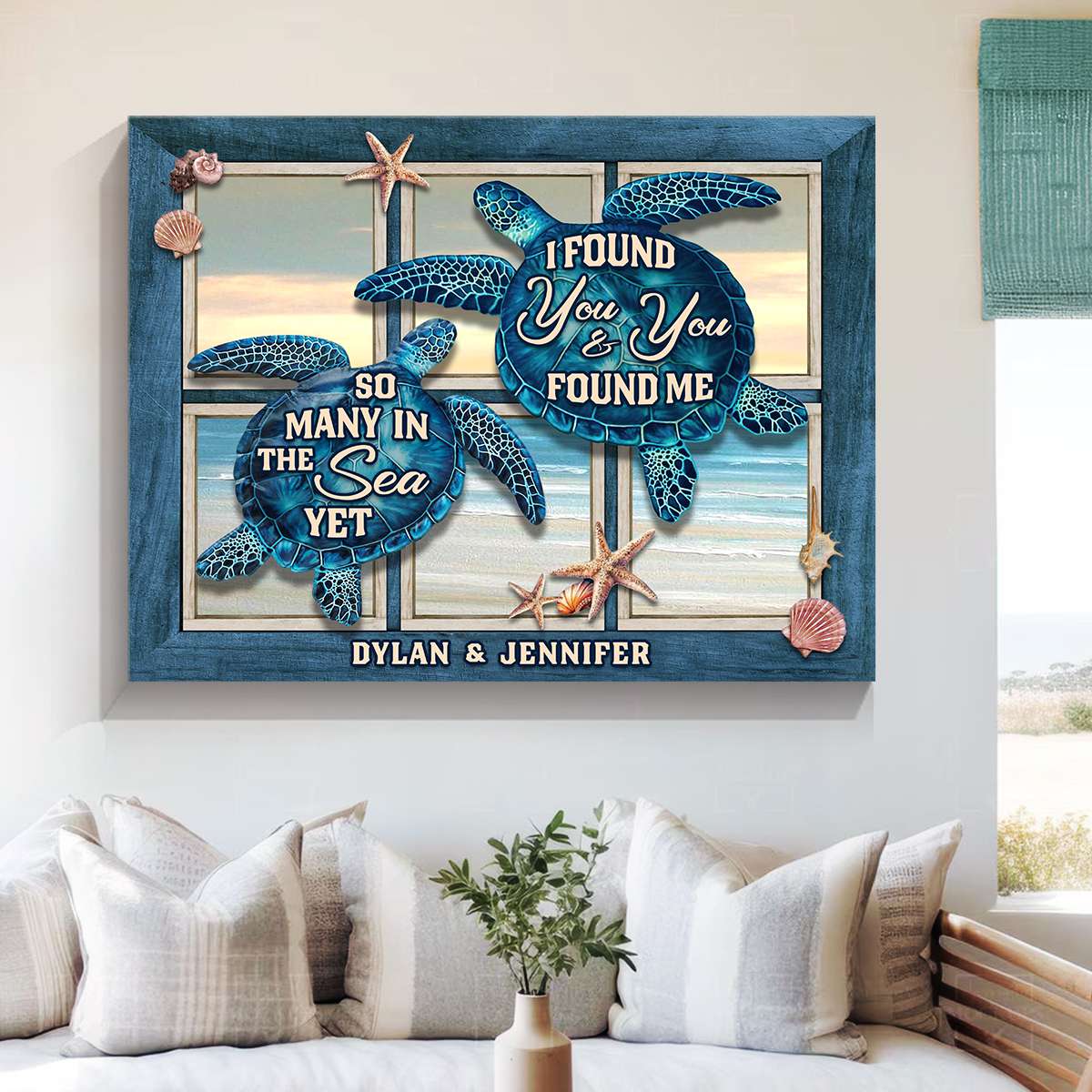 So Many in The Sea – Personalized Gifts For Couple Sea Turtle Beach House Canvas Wall Art