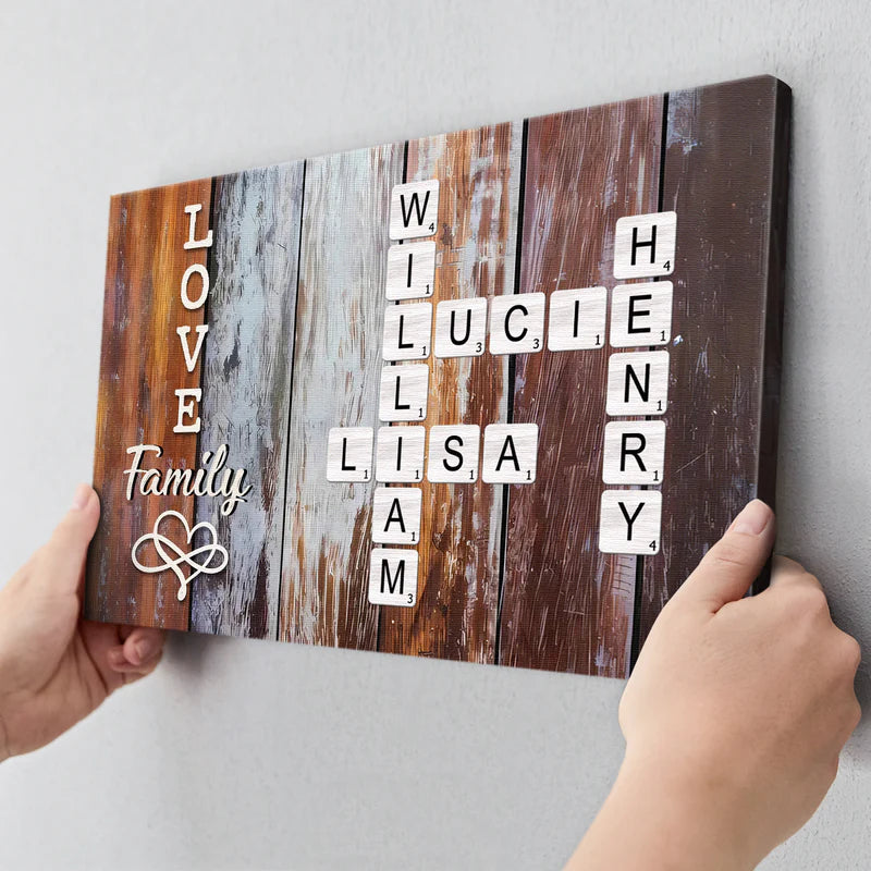 Make Your Wall Trendy With Crossword Canvas - Personalized Customized Canvas - Gifts For Family Members
