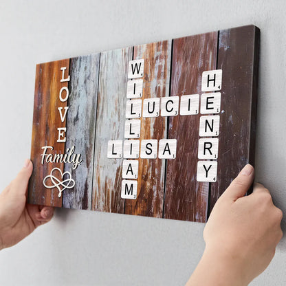 Make Your Wall Trendy With Crossword Canvas - Personalized Customized Canvas - Gifts For Family Members