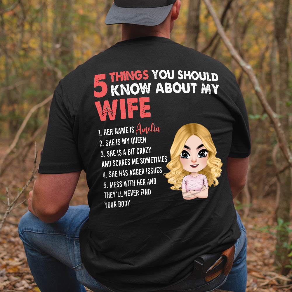 5 Things About My Wife, My Queen - Personalized T-shirt, Sweatshirt, Hoodie For Husband, Valentine Anniversary Gift for Him