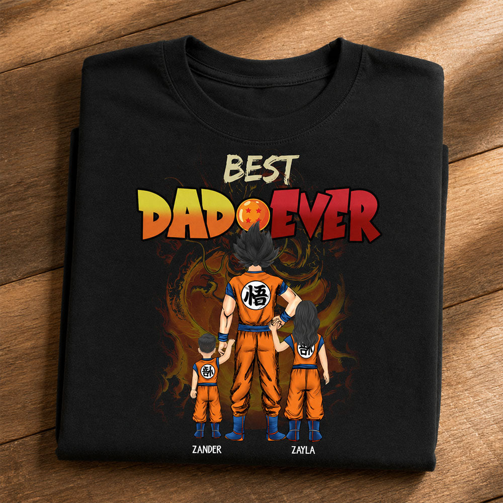 Personalized Best Dad Ever Shirt - Cartoon Custom Shirt Gift For Dad, Father's Day Gift