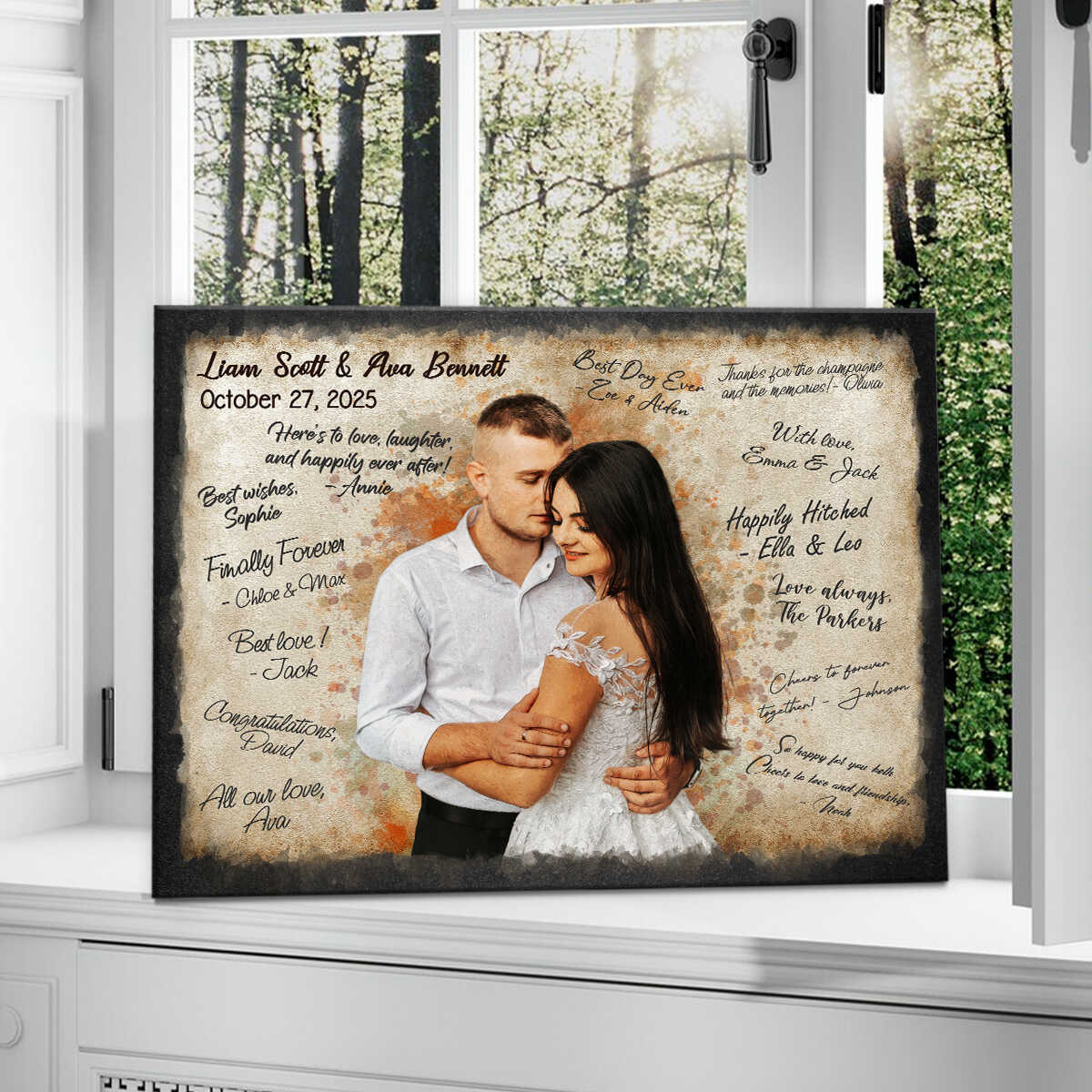Wedding Guest Book Photo Canvas, Wedding Unique Guest Book, Personalized Wedding Sign, Guests Sign For Bride And Groom, Rustic Wedding Decor, Couple Gift
