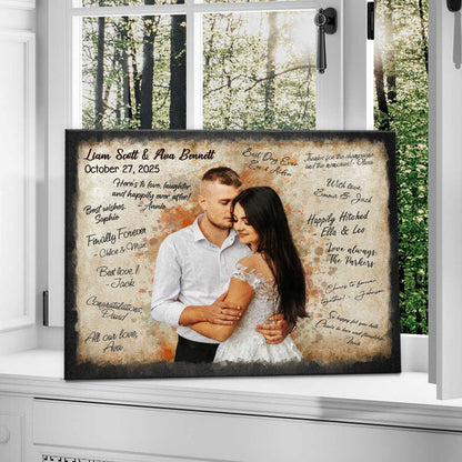 Wedding Guest Book Photo Canvas, Wedding Unique Guest Book, Personalized Wedding Sign, Guests Sign For Bride And Groom, Rustic Wedding Decor, Couple Gift