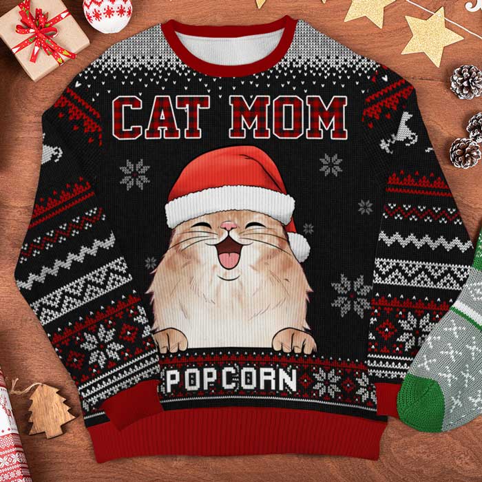 World's Best Cat Dad & Mom Ugly Sweater - Personalized Custom Unisex Ugly Christmas Sweatshirt, Wool Sweatshirt, All-Over-Print Sweatshirt - Gift For Cat Lovers, Pet Lovers, Christmas Gift