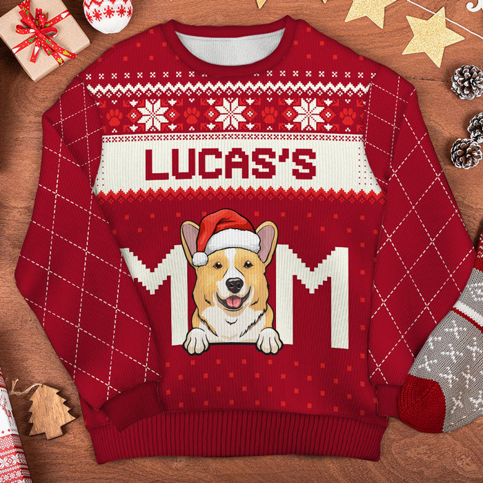I'm A Dog Mom Ugly Sweater - Personalized Custom Unisex Ugly Christmas Sweatshirt, All-Over-Print Sweatshirt - Gift For Dog Lovers, Pet Lovers, Christmas Gift