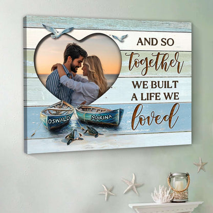 Personalized Coastal Couples Canvas – Custom Beach Wall Art