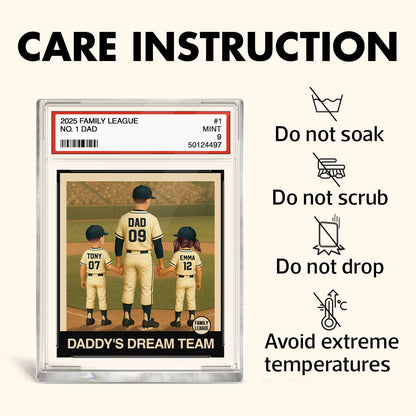 Baseball No. 1 Dad Grandpa Man & Kids Trading Card Style - Personalized Acrylic Block Plaque