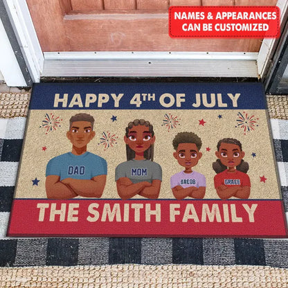 Personalized Custom Doormat - 4th Of July, Welcoming Gift For Family - Happy 4th Of July
