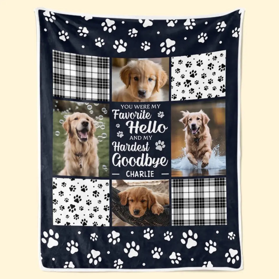 Custom Photo Blanket - Personalized Christmas Memorial Sympathy Gifts For Dogs, Cats - You Were My Favorite Hello And My Hardest Goodbye, Made in USA
