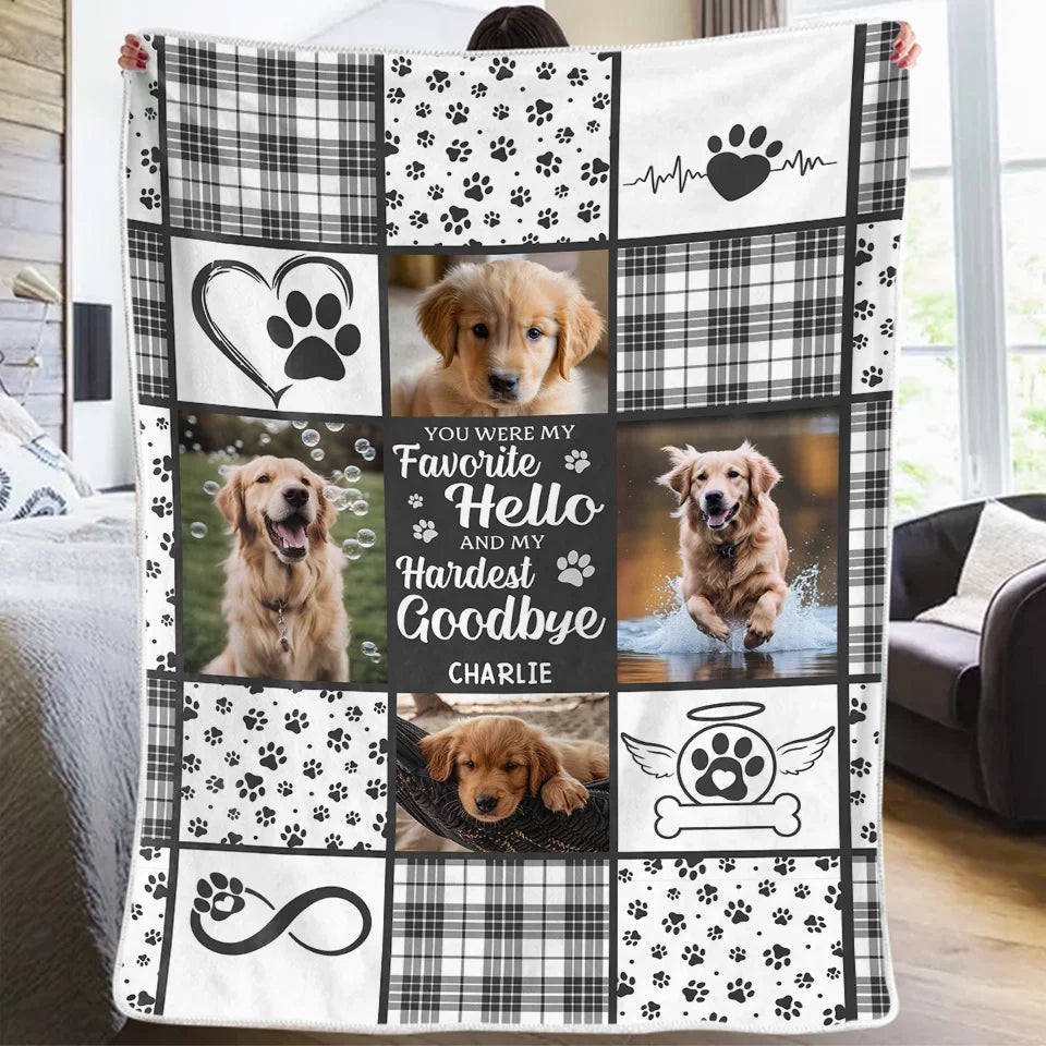 Custom Photo You Were My Sweetest Hello And Hardest Goodbye - Memorial Personalized Custom Blanket - Sympathy Gift For Pet Owners, Pet Lovers