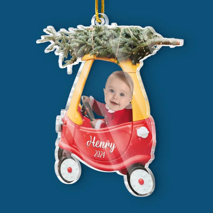 Custom Photo Celebrating The Season With Our Littlest Reason - Family Personalized Custom Ornament - Acrylic Custom Shaped - Christmas Gift For Baby Kids, Newborn Baby, First Christmas