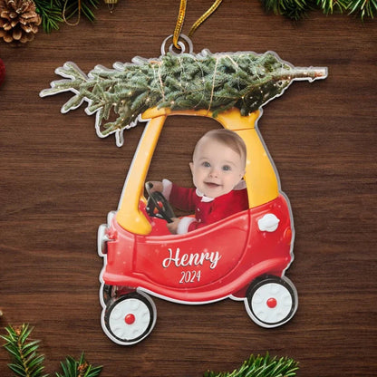 Custom Photo Celebrating The Season With Our Littlest Reason - Family Personalized Custom Ornament - Acrylic Custom Shaped - Christmas Gift For Baby Kids, Newborn Baby, First Christmas