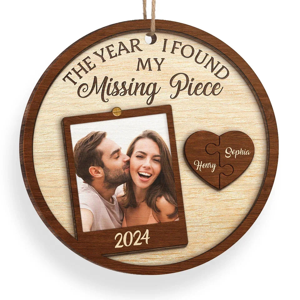 Custom Photo I Found My Missing Piece - Couple Personalized Custom Ornament - Wood Custom Shaped - Christmas Gift For Husband Wife, Anniversary