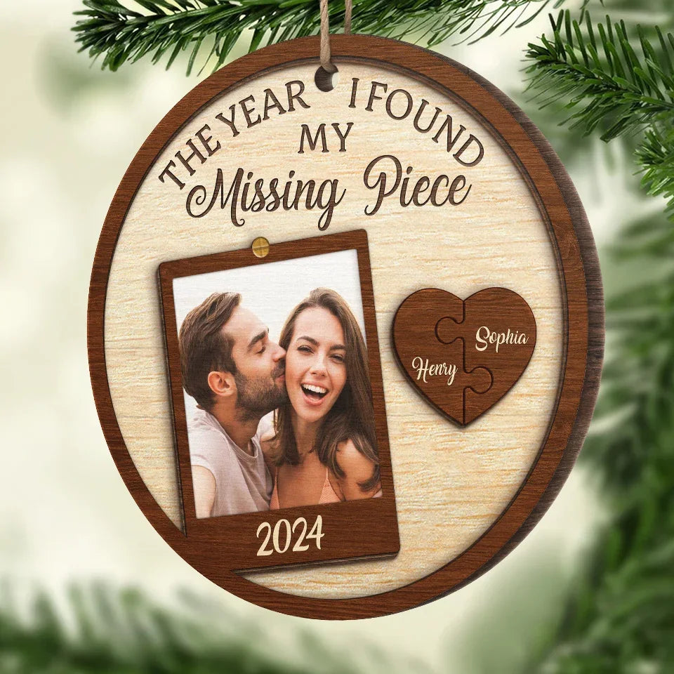Custom Photo I Found My Missing Piece - Couple Personalized Custom Ornament - Wood Custom Shaped - Christmas Gift For Husband Wife, Anniversary