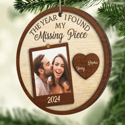 Custom Photo I Found My Missing Piece - Couple Personalized Custom Ornament - Wood Custom Shaped - Christmas Gift For Husband Wife, Anniversary