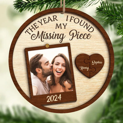 Custom Photo I Found My Missing Piece - Couple Personalized Custom Ornament - Wood Custom Shaped - Christmas Gift For Husband Wife, Anniversary