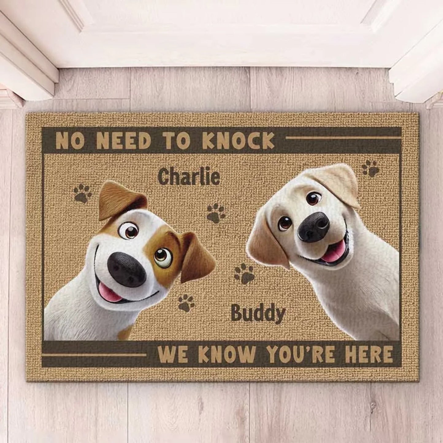 Custom Home Decor Decorative Doormat - Personalized Birthday Gifts For Dog Cat Lovers, Dog Dad And Mom, Cat Owners - No Need To Knock We Know You're Here
