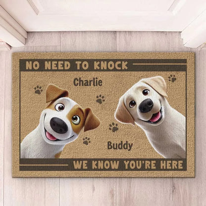 Custom Home Decor Decorative Doormat - Personalized Birthday Gifts For Dog Cat Lovers, Dog Dad And Mom, Cat Owners - No Need To Knock We Know You're Here