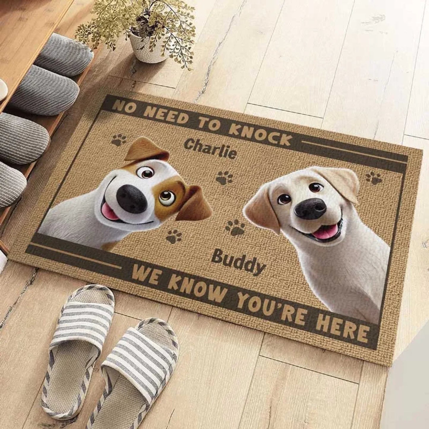 Custom Home Decor Decorative Doormat - Personalized Birthday Gifts For Dog Cat Lovers, Dog Dad And Mom, Cat Owners - No Need To Knock We Know You're Here