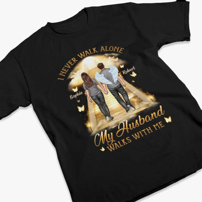 Custom Unisex T-shirt, Sweatshirt, Hoodie - Personalized Memorial Sympathy Gifts For Loss Of Husband, Wife - His Wings Guide My Steps
