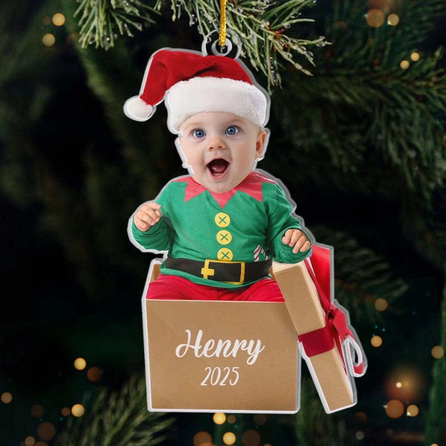 Custom Photo All I Want For Christmas Is My Baby - Family Personalized Custom Ornament - Acrylic Custom Shaped - Christmas Gift For Baby Kids, Newborn Baby, First Christmas