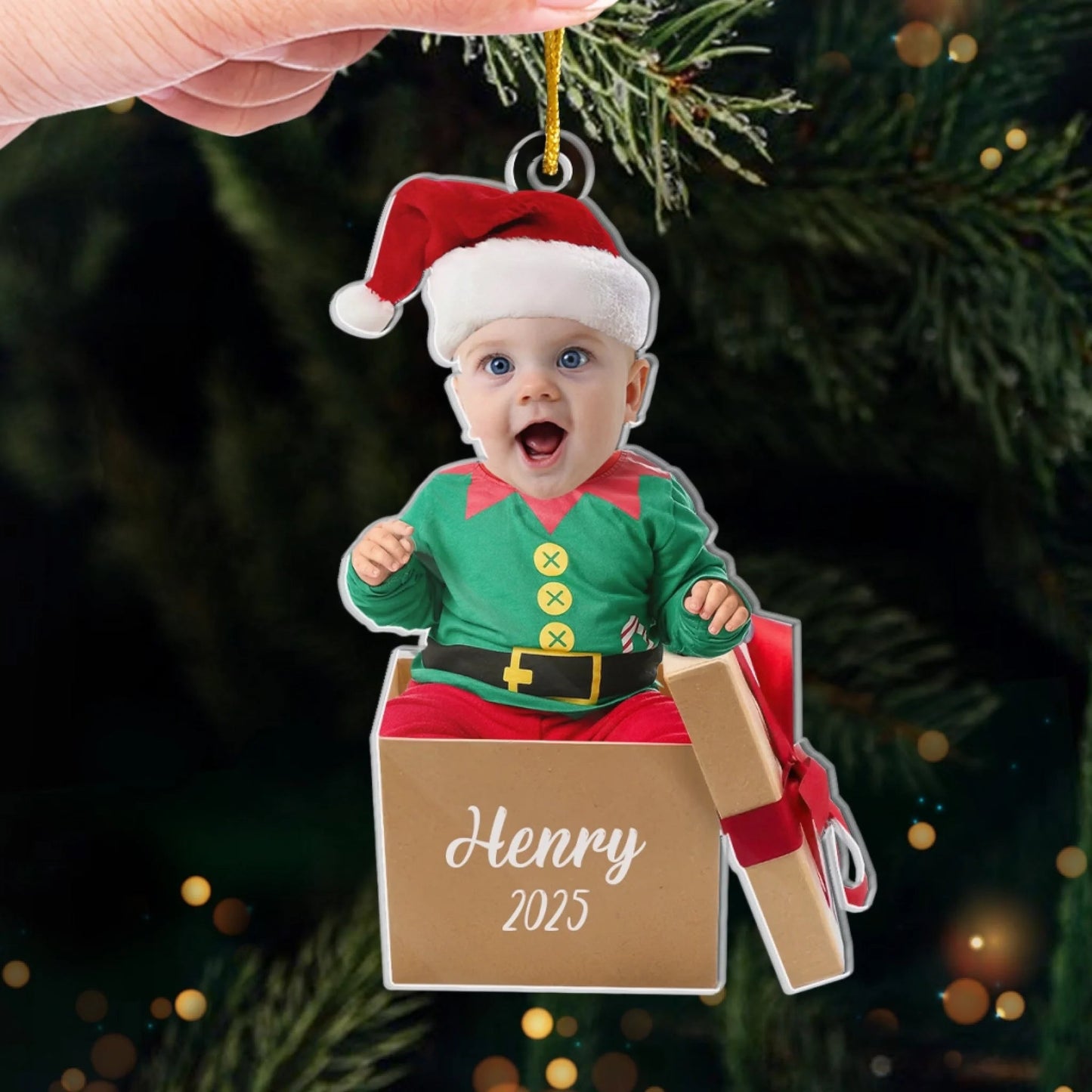 Custom Photo All I Want For Christmas Is My Baby - Family Personalized Custom Ornament - Acrylic Custom Shaped - Christmas Gift For Baby Kids, Newborn Baby, First Christmas