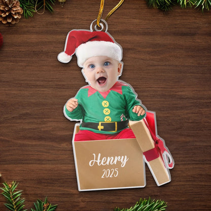 Custom Photo All I Want For Christmas Is My Baby - Family Personalized Custom Ornament - Acrylic Custom Shaped - Christmas Gift For Baby Kids, Newborn Baby, First Christmas