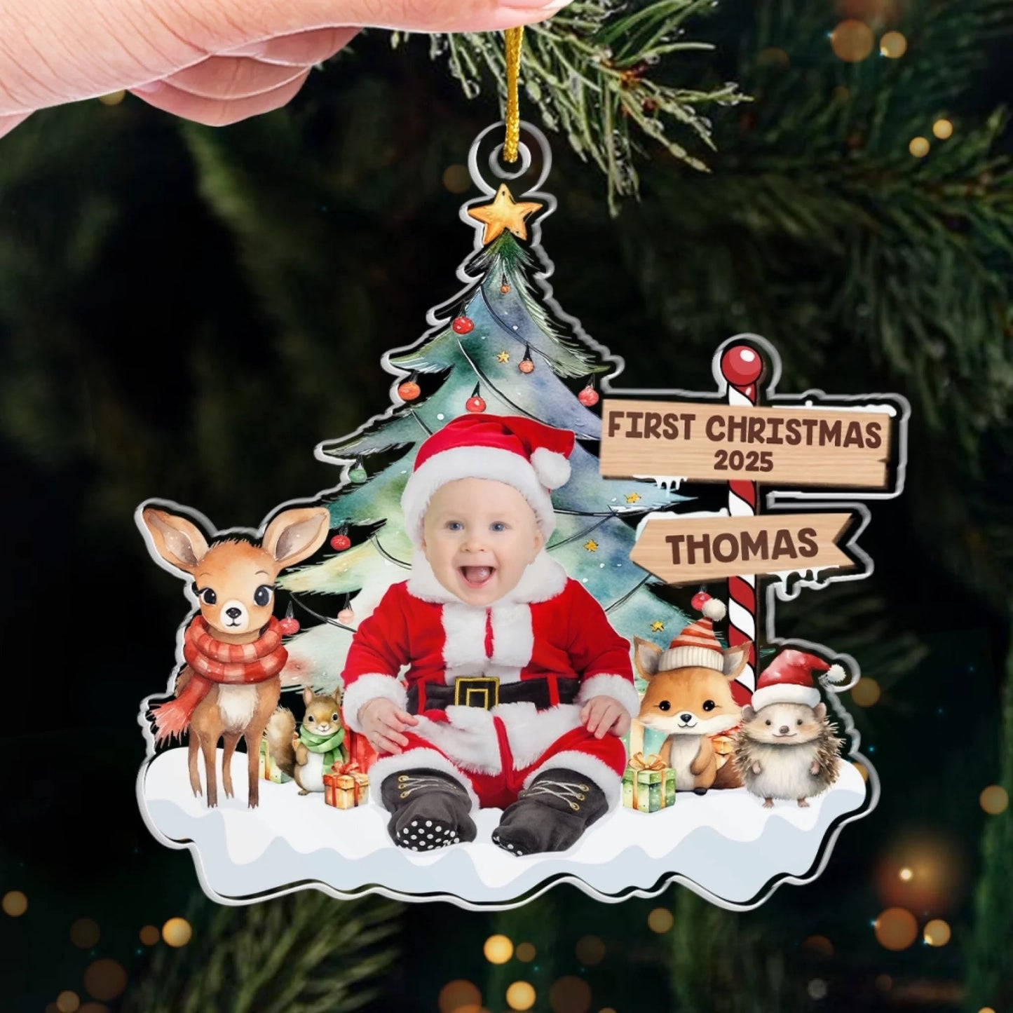 Custom Photo Under The Mistletoe With My Little Bundle Of Joy - Family Personalized Custom Ornament - Acrylic Custom Shaped - Christmas Gift For Baby Kids, Newborn Baby, First Christmas