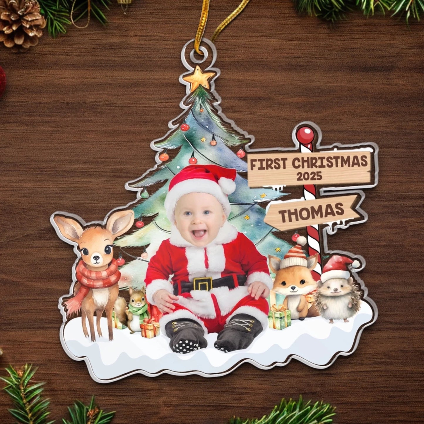 Custom Photo Under The Mistletoe With My Little Bundle Of Joy - Family Personalized Custom Ornament - Acrylic Custom Shaped - Christmas Gift For Baby Kids, Newborn Baby, First Christmas