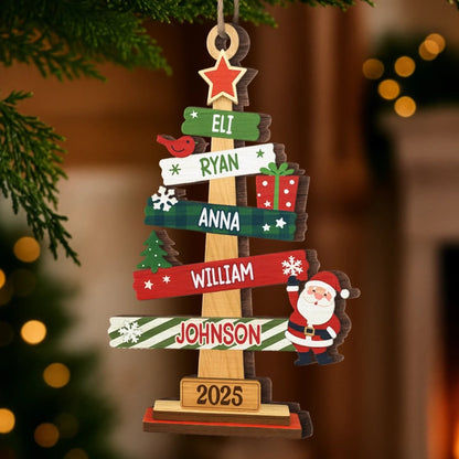 Custom Wood Ornament - Personalized Christmas Birthday Gifts For Mom, Dad, Kids - Our Family Christmas Tree