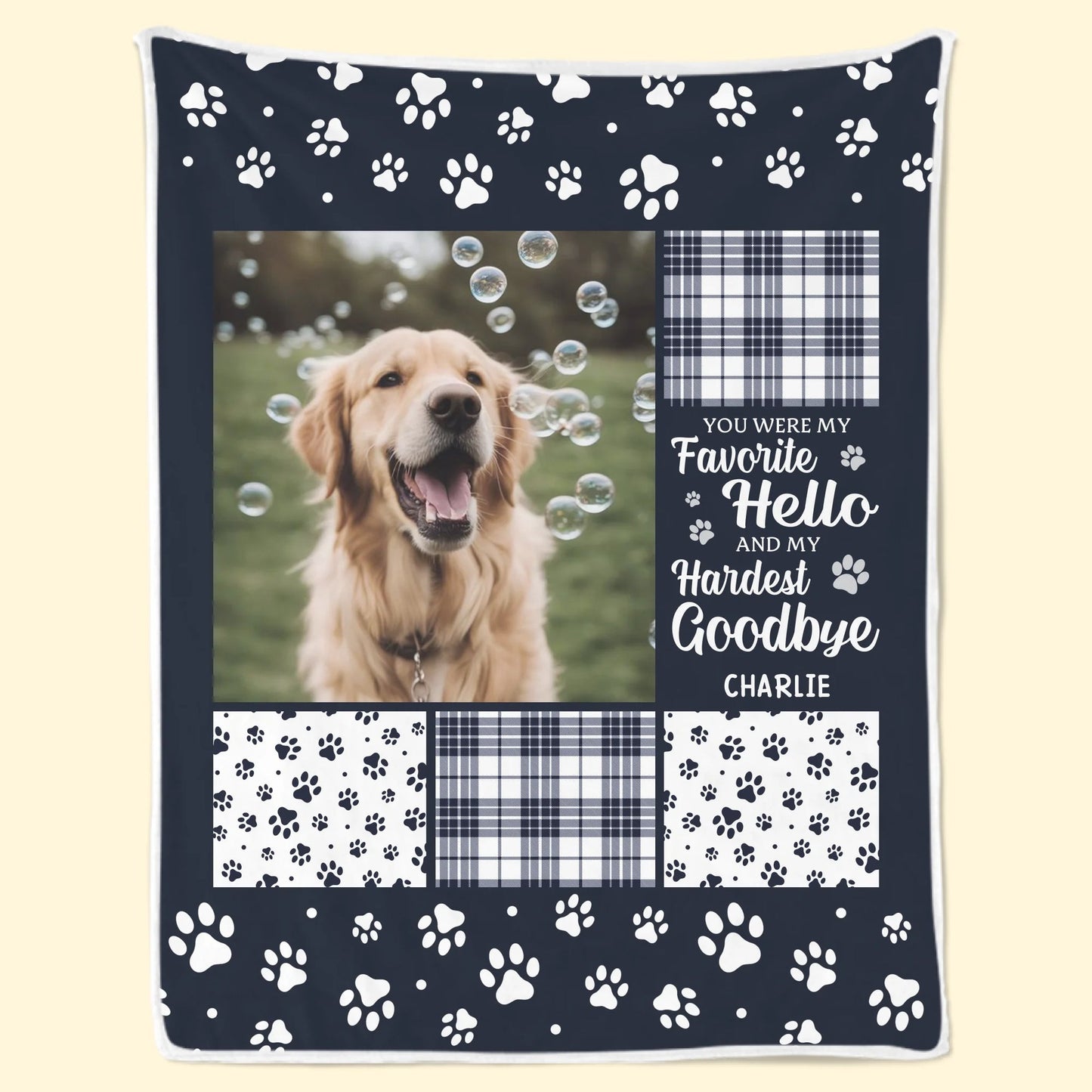 Custom Photo Blanket - Personalized Christmas Memorial Sympathy Gifts For Dogs, Cats - You Were My Favorite Hello And My Hardest Goodbye, Made in USA