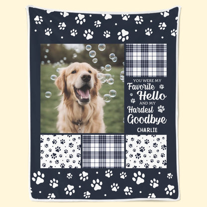 Custom Photo Blanket - Personalized Christmas Memorial Sympathy Gifts For Dogs, Cats - You Were My Favorite Hello And My Hardest Goodbye, Made in USA