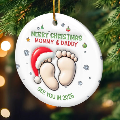Custom Ceramic Ornament - Personalized Christmas Baby Shower, Gender Reveal Gifts For New Moms, New Dads, New Parents - Welcome To Your Little World