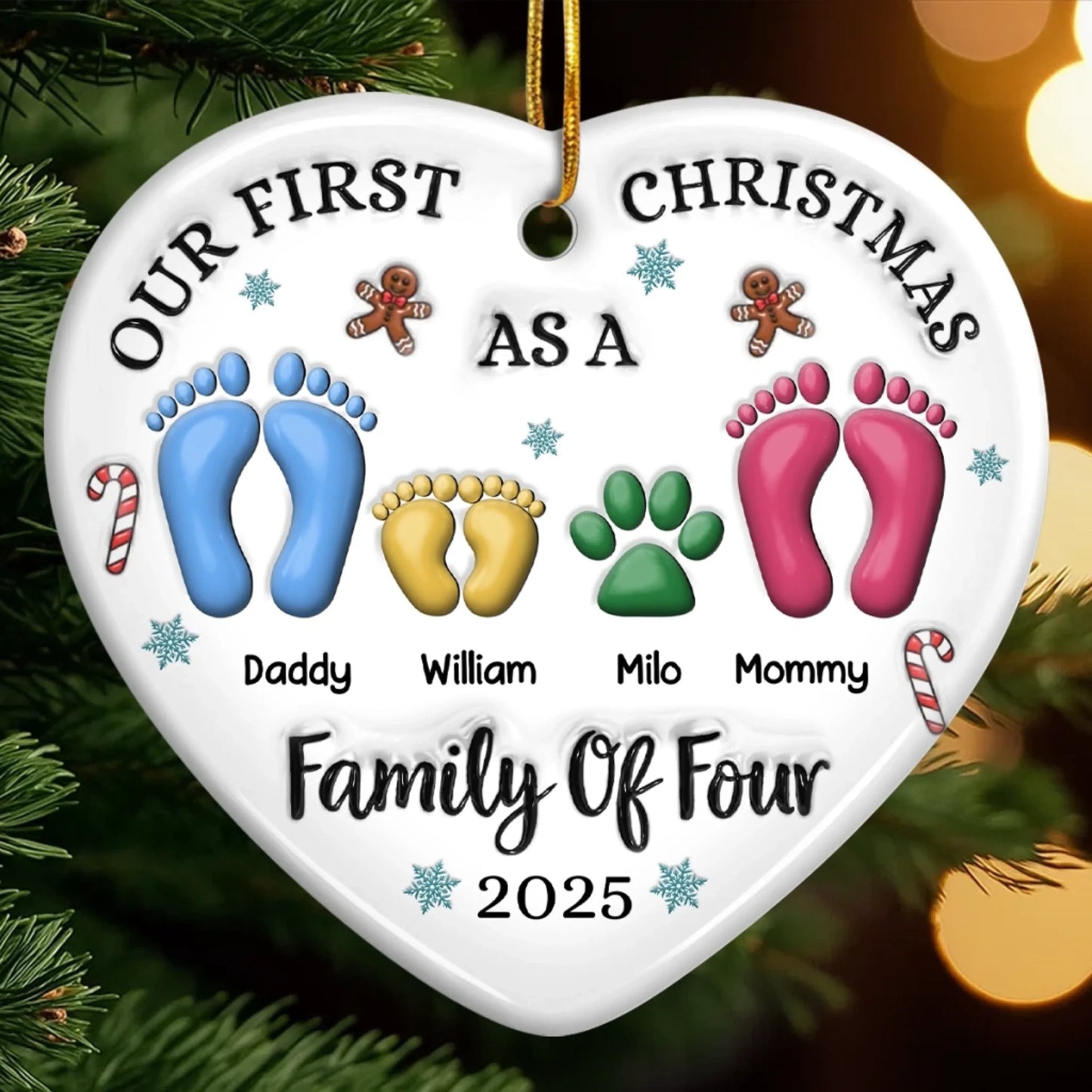 Custom Family Ceramic Ornament - Personalized Christmas Birthday Gifts For Mom, Dad, Kids - Together We Are Stronger