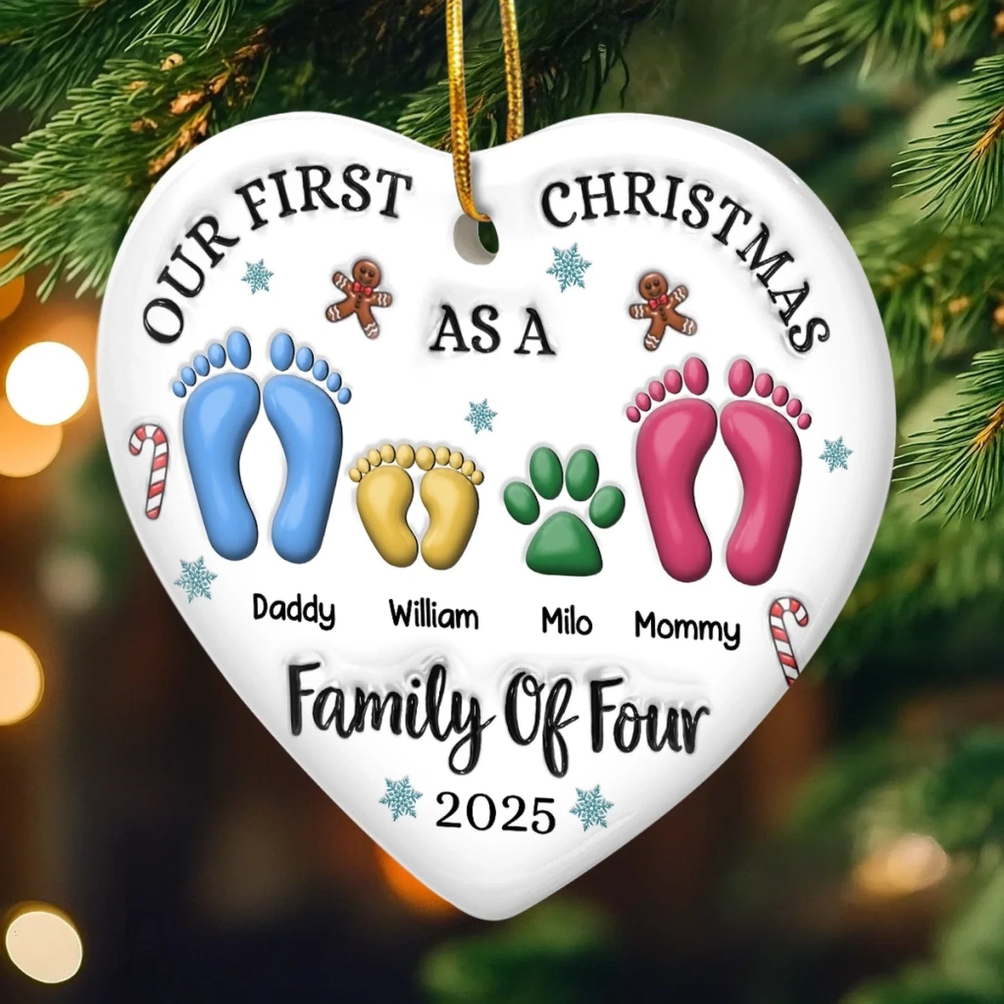 Custom Family Ceramic Ornament - Personalized Christmas Birthday Gifts For Mom, Dad, Kids - Together We Are Stronger