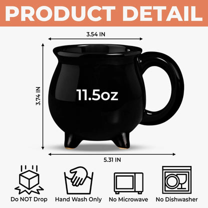Custom 12oz Ceramic Cauldron Coffee Mug - Personalized Halloween Witchy Gifts For Besties, Sisters, BFF, Family, Yourself - Brew And Boo