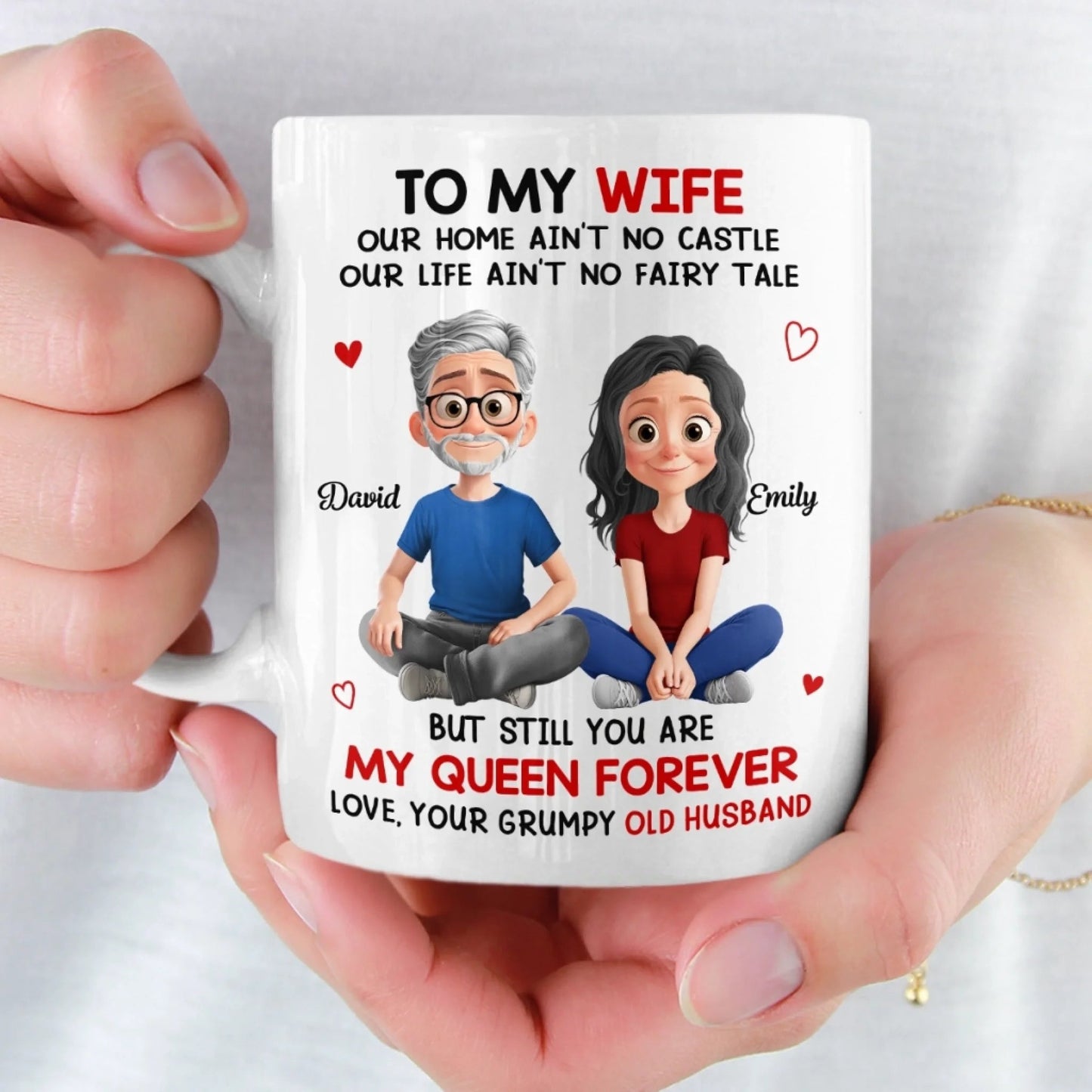 Custom Ceramic Mug - Personalized Anniversary Christmas Wedding Gifts For Husband And Wife, Him And Her - My Forever Starts And Ends With You