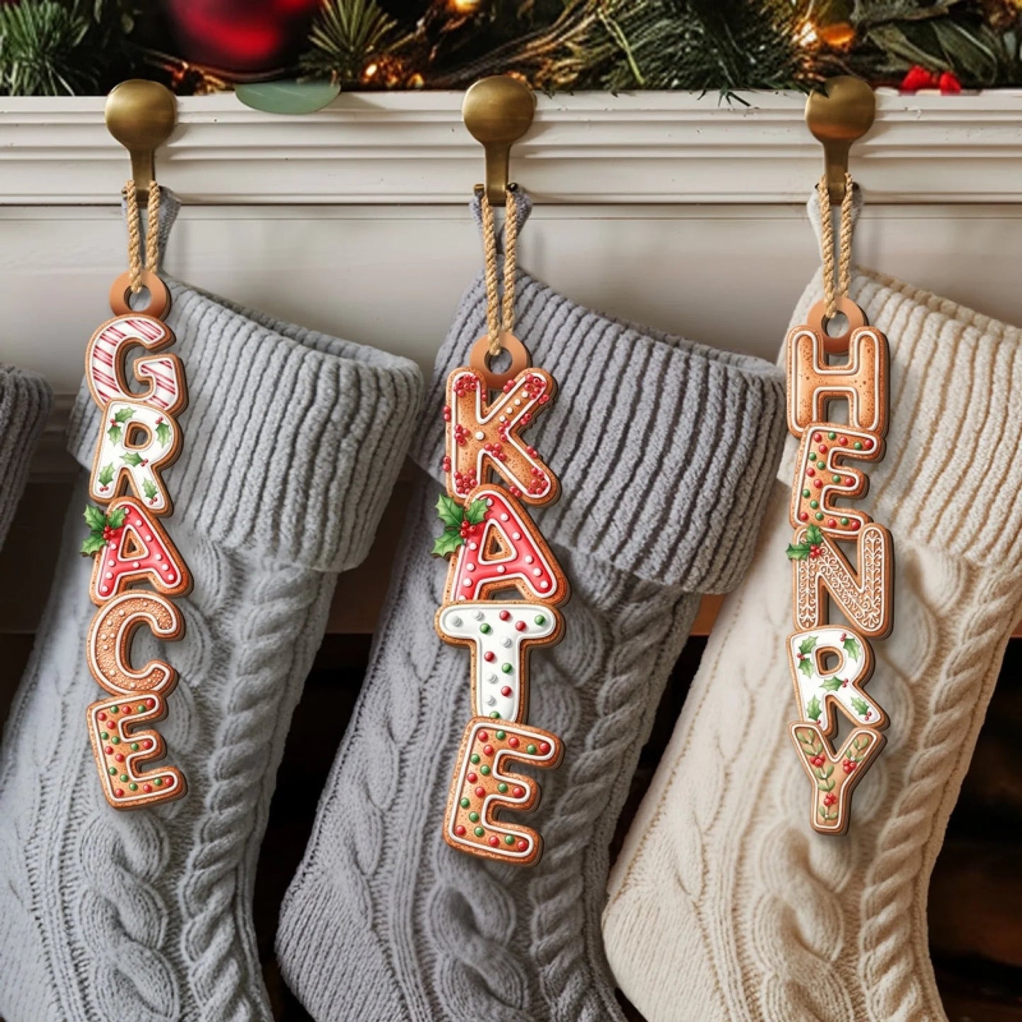 Custom Gingerbread Letter Wooden Ornament - Personalized Christmas Birthday Gifts For Mom, Dad, Brother, Sister, Kids - Sweet Gingerbread Dreams