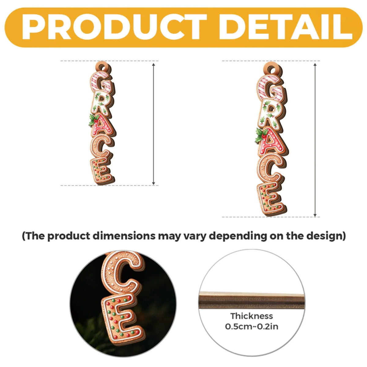 Custom Gingerbread Letter Wooden Ornament - Personalized Christmas Birthday Gifts For Mom, Dad, Brother, Sister, Kids - Sweet Gingerbread Dreams