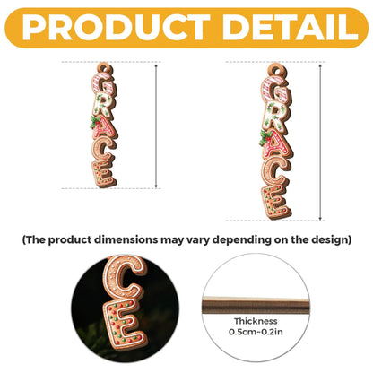 Custom Gingerbread Letter Wooden Ornament - Personalized Christmas Birthday Gifts For Mom, Dad, Brother, Sister, Kids - Sweet Gingerbread Dreams