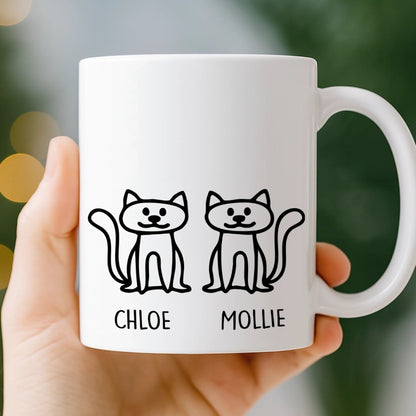 Custom Ceramic Mug - Personalized Christmas Birthday Gifts For Cat Lovers, Cat Mom And Dad - Daily Dose Of Purr Therapy
