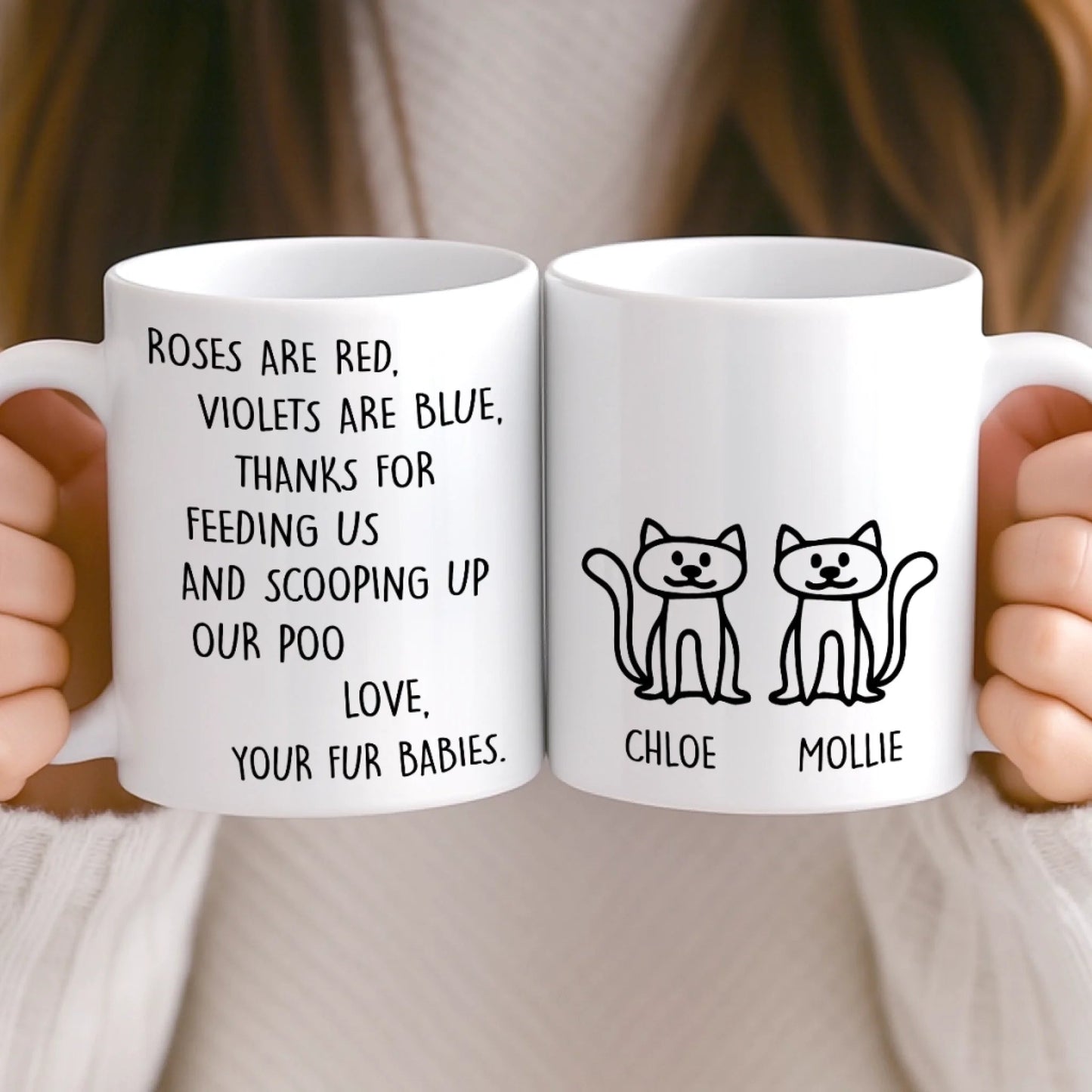 Custom Ceramic Mug - Personalized Christmas Birthday Gifts For Cat Lovers, Cat Mom And Dad - Daily Dose Of Purr Therapy
