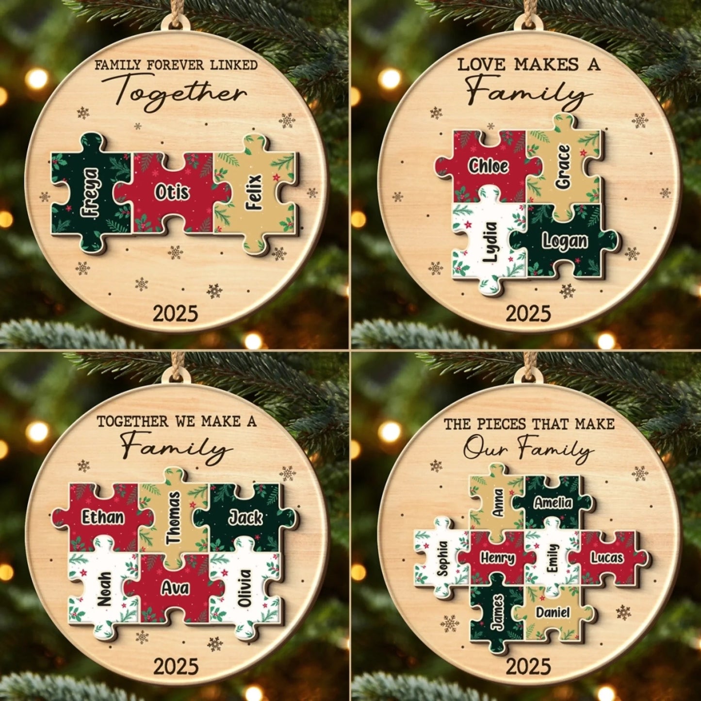 Custom Single Layer Wooden Ornament - Personalized Christmas Birthday Gifts For Mom, Dad, Brother, Sister, Kids - All The Pieces Of Us