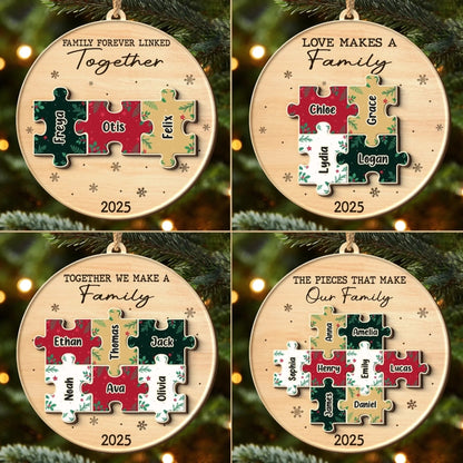 Custom Single Layer Wooden Ornament - Personalized Christmas Birthday Gifts For Mom, Dad, Brother, Sister, Kids - All The Pieces Of Us