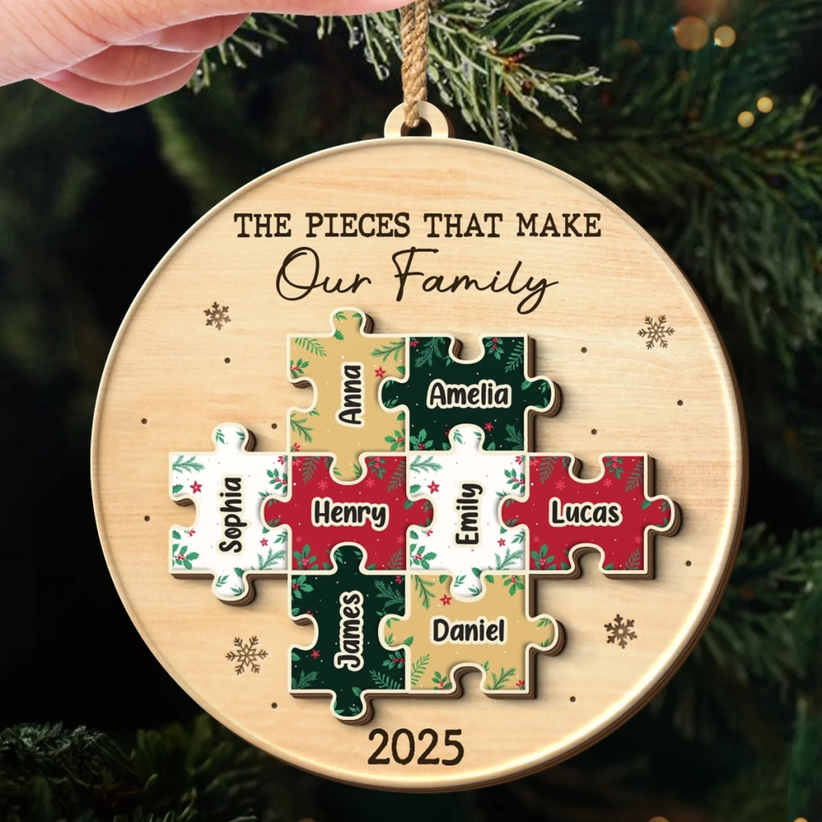Custom Single Layer Wooden Ornament - Personalized Christmas Birthday Gifts For Mom, Dad, Brother, Sister, Kids - All The Pieces Of Us
