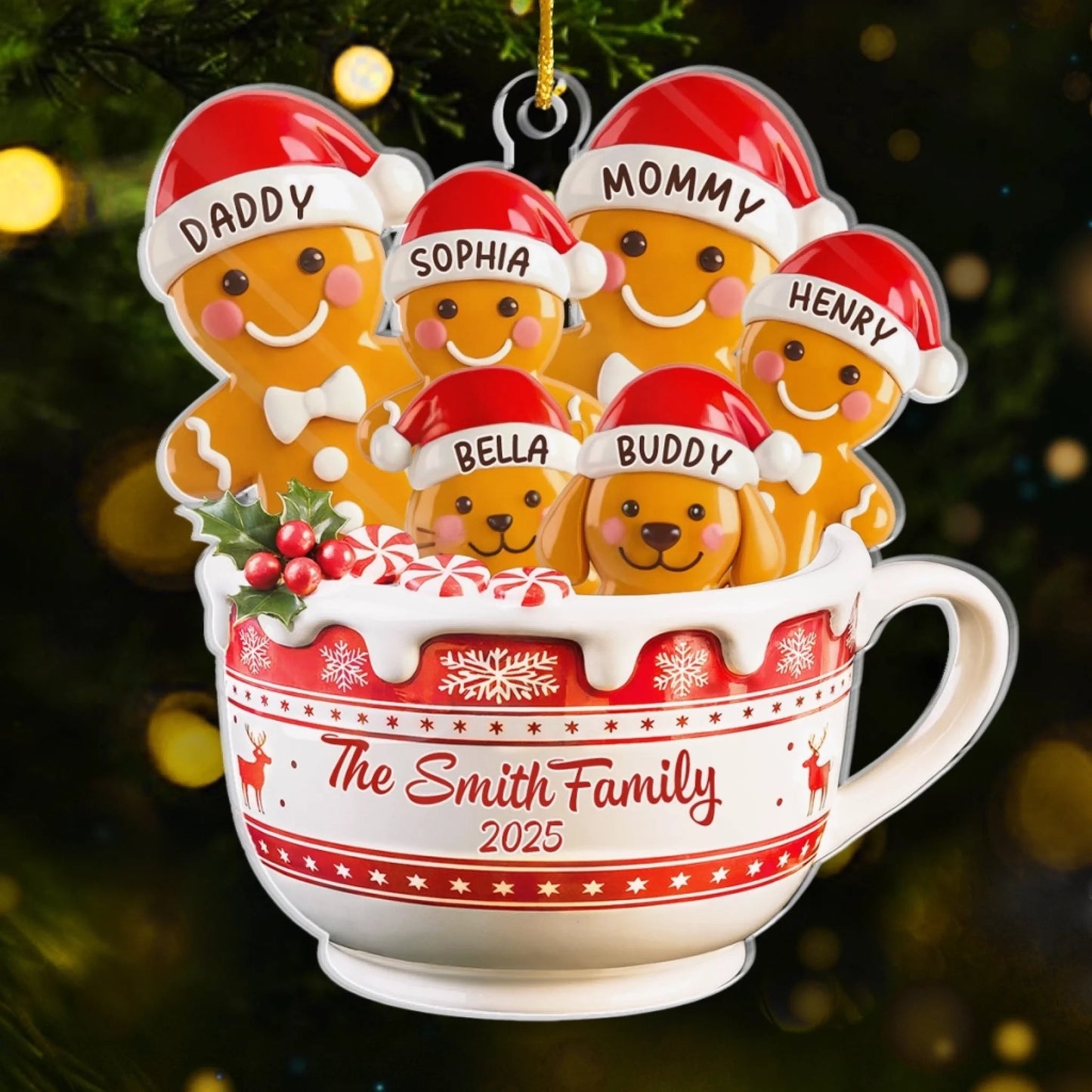 Custom Acrylic Ornament - Personalized Christmas Birthday Gifts For Mom, Dad, Brother, Sister, Kids - Holiday Joy With Our Crew