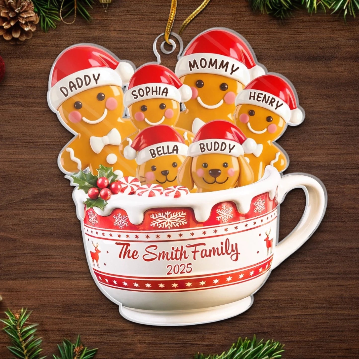 Custom Acrylic Ornament - Personalized Christmas Birthday Gifts For Mom, Dad, Brother, Sister, Kids - Holiday Joy With Our Crew