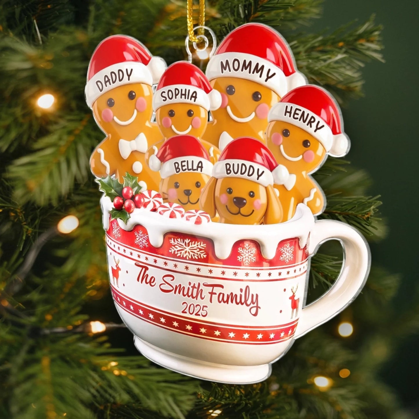 Custom Acrylic Ornament - Personalized Christmas Birthday Gifts For Mom, Dad, Brother, Sister, Kids - Holiday Joy With Our Crew